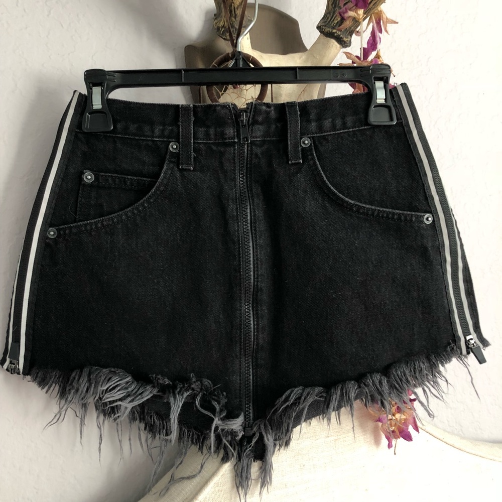 LF Carmar Zipper Denim Skirt With Reflective Sides